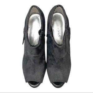RAMPAGE Gray Suede Peep Toe Bootie w/Side Zip 9